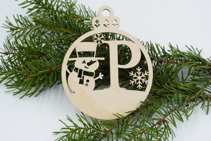 Christbaumschmuck "Schneemann" Buchstabe N bis Z - personalisiert - RJC - Circle