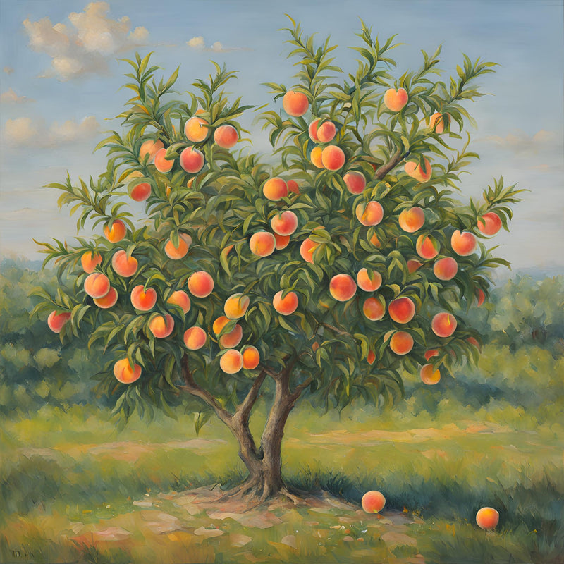 Baumschild Pfirsich aus Schiefer – lasergraviert, wetterfest & regional in Niederbayern gefertigt. Natürlich, langlebig & dekorativ für Garten & Bäume.