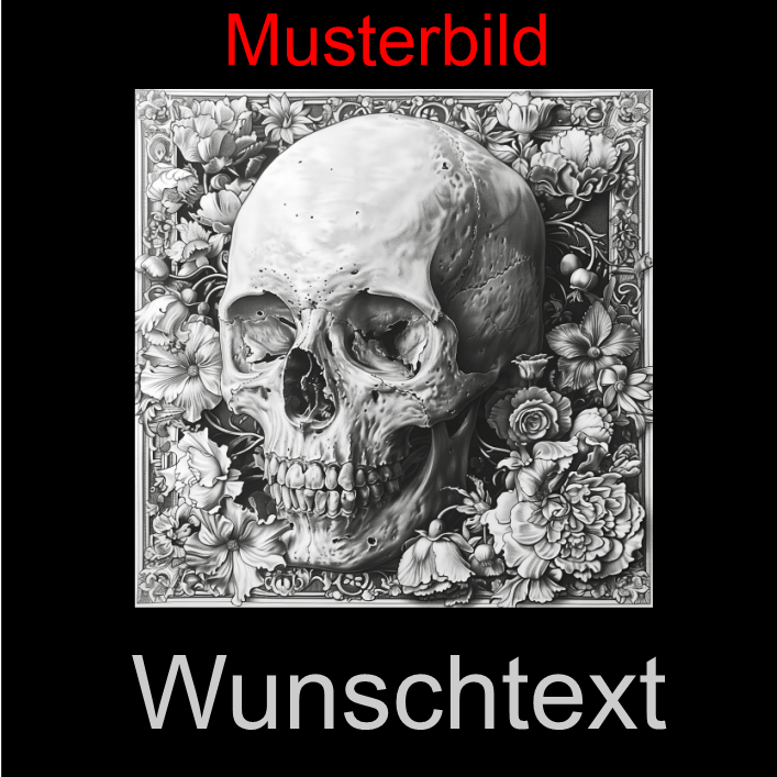 Halloween Untersetzer "Skull" der Dritte im Blumenbett - personalisierbar - RJC - Circle