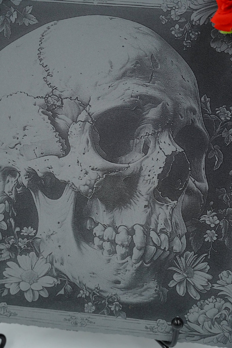 Halloween Untersetzer "Skull" der Erste im Blumenbett - personalisierbar - RJC - Circle