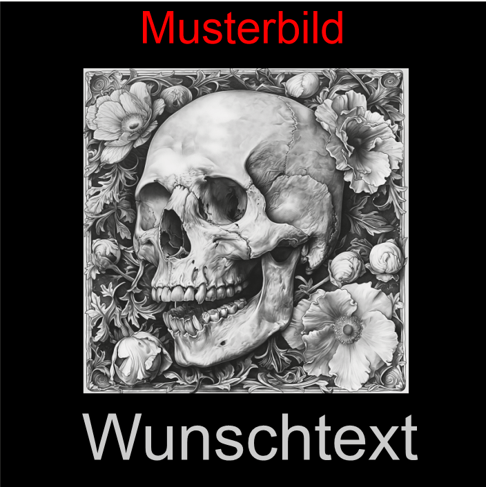 Halloween Untersetzer "Skull" der Zweite im Blumenbett - personalisierbar - RJC - Circle