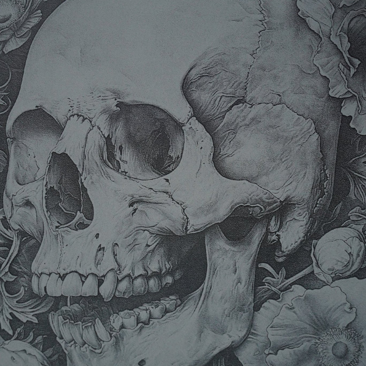 Halloween Untersetzer "Skull" der Zweite im Blumenbett - personalisierbar - RJC - Circle