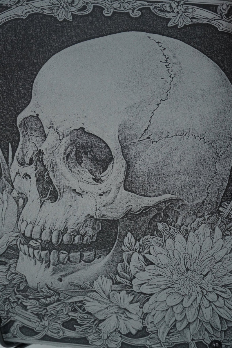 Halloween Untersetzer "Skull Rose und Aster" - personalisierbar - RJC - Circle