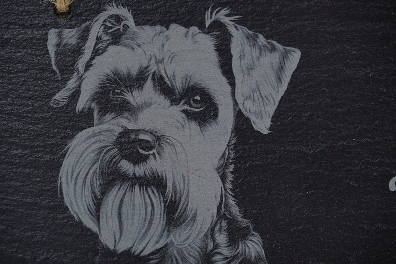 „Hier wache ich“ Schieferschild mit Gravur – Haustier Türschild für Hundehalter - RJC - Circle