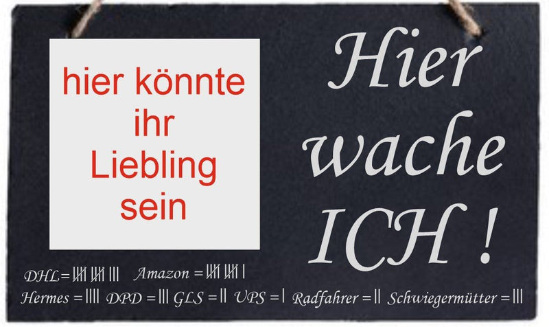 „Hier wache ich“ Schieferschild mit Gravur – Haustier Türschild für Hundehalter - RJC - Circle