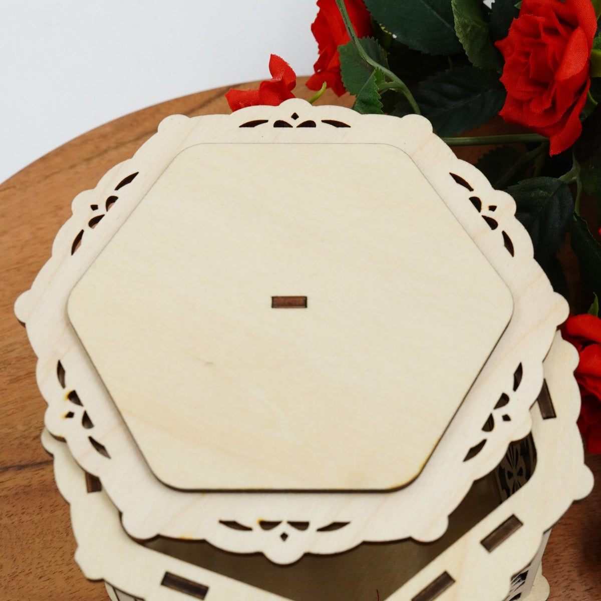 Hochzeit Geschenkbox sechseck Blumendesign - personalisierbar - RJC - Circle