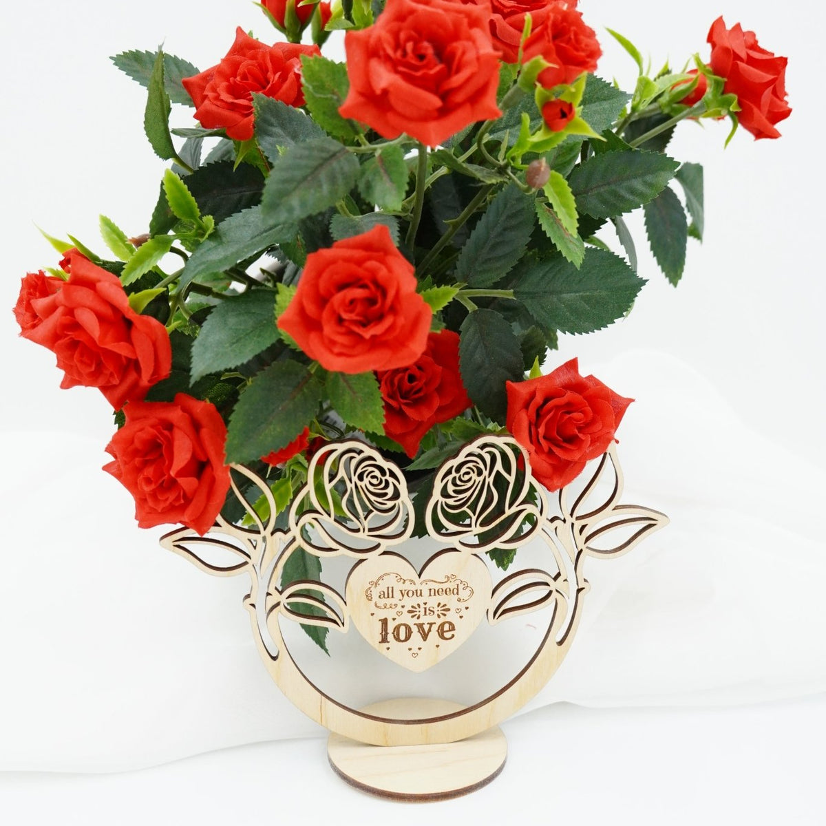 Hochzeit Halbbogen "zwei Rosen und Herz" - personalisiert - RJC - Circle