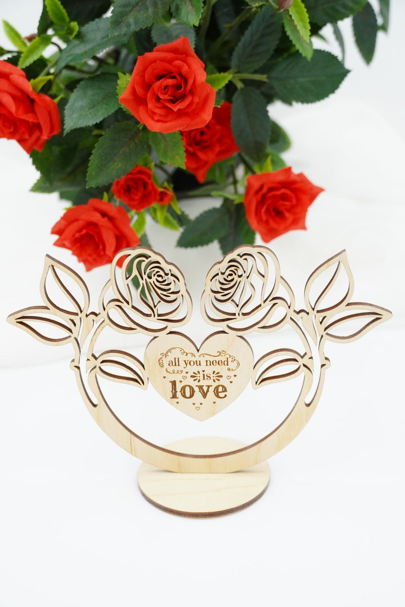 Hochzeit Halbbogen "zwei Rosen und Herz" - personalisiert - RJC - Circle