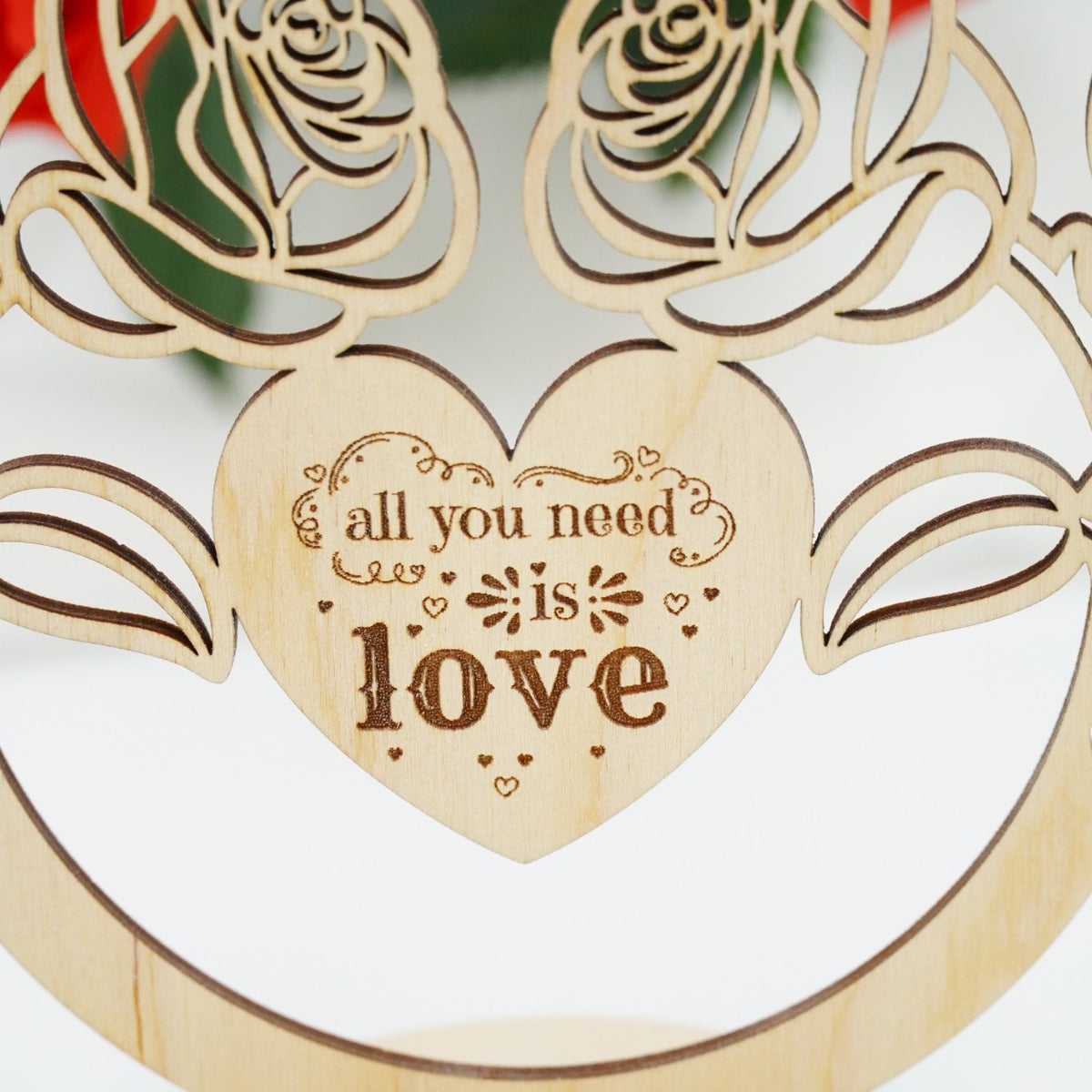 Hochzeit Halbbogen "zwei Rosen und Herz" - personalisiert - RJC - Circle