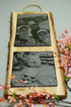 Individuelle Fotogravur auf Schieferplatte ca. 20*20 cm + 20*30 cm mit rustikaler Holzschwarte hochkant – Dein Foto als Kunstwerk - RJC - Circle