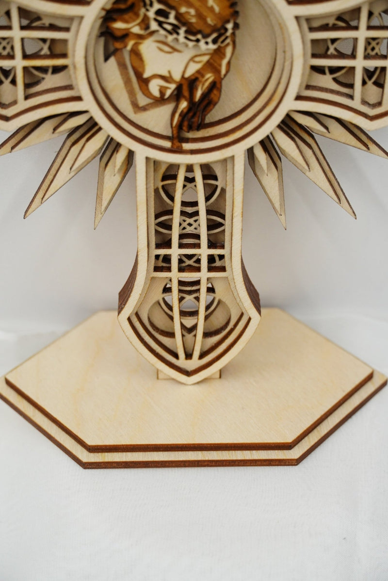 Kreuz Jesus mit Lichtstrahlspitzen, mehrschichtig 3D Effekt - personalisierbar - RJC - Circle