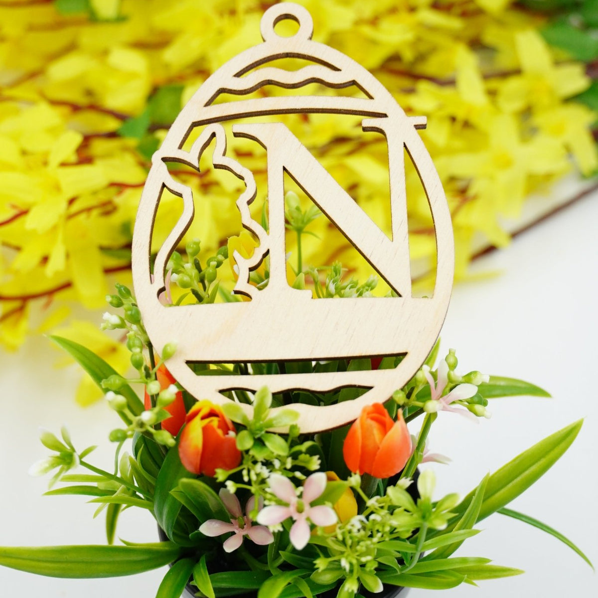 Osterhase mit Buchstabe "N bis Z" - personalisierbar - RJC - Circle