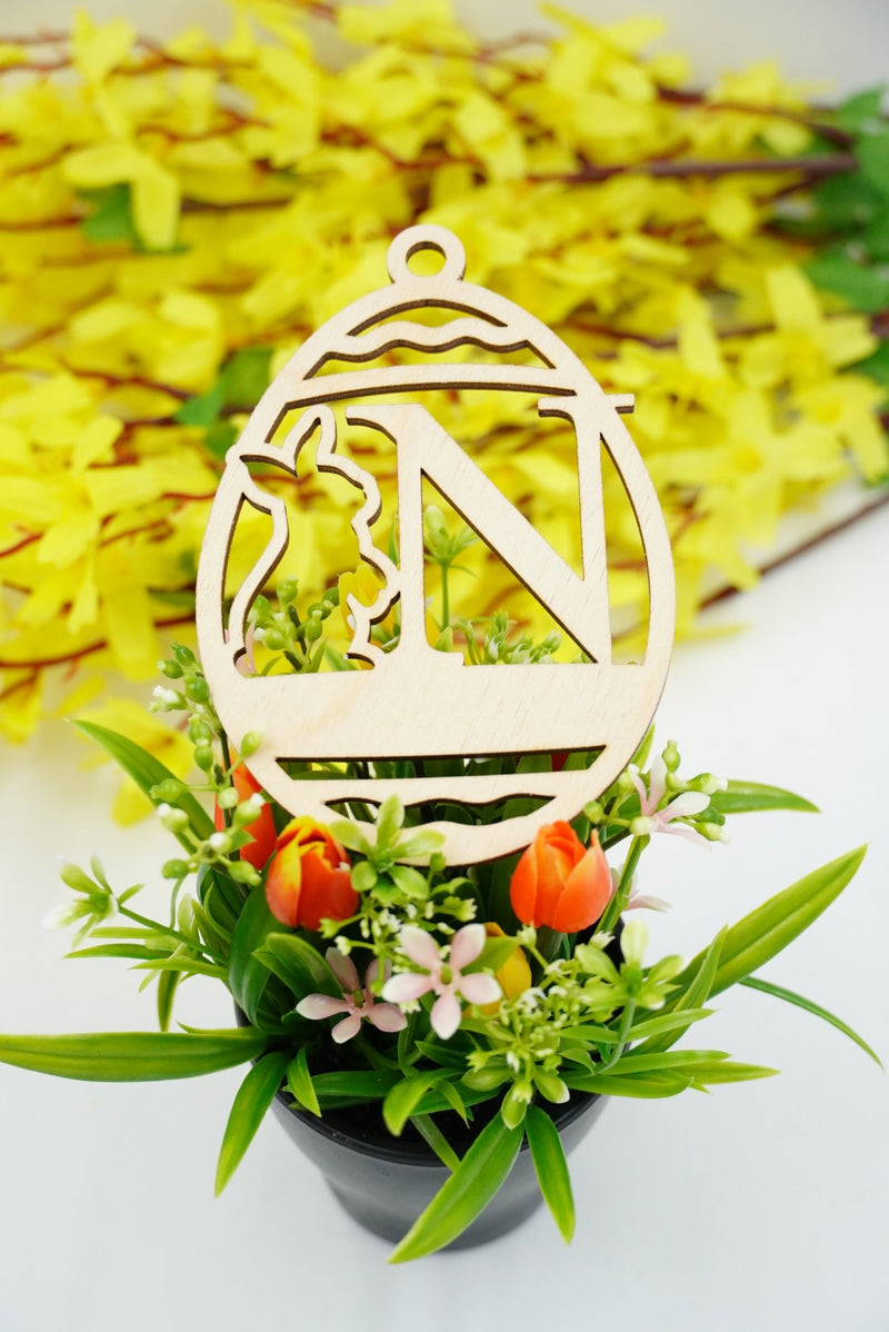 Osterhase mit Buchstabe "N bis Z" - personalisierbar - RJC - Circle