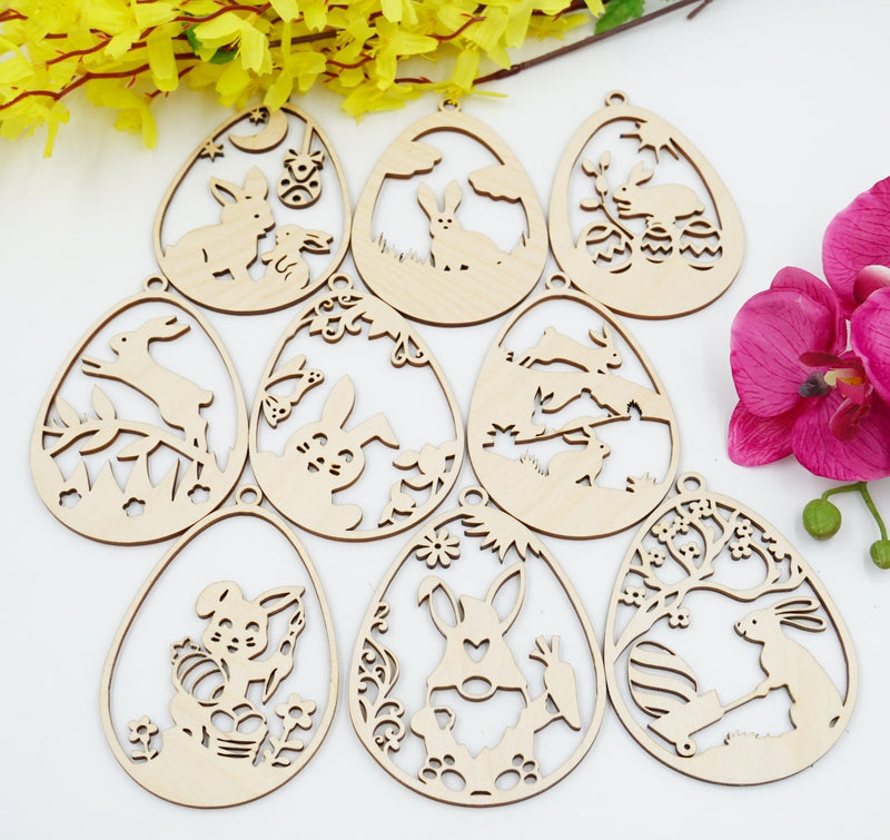 Filigraner Holz-Osterhase Anhänger aus Birken-/Lindensperrholz, personalisierbar, Lasergravur, handgefertigt in Niederbayern Teil 3