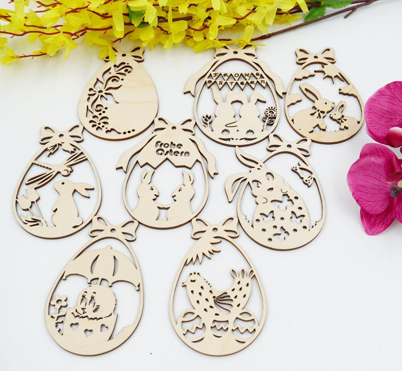 Filigraner Holz-Osterhase Anhänger aus Birken-/Lindensperrholz, personalisierbar, Lasergravur, handgefertigt in Niederbayern Teil 7