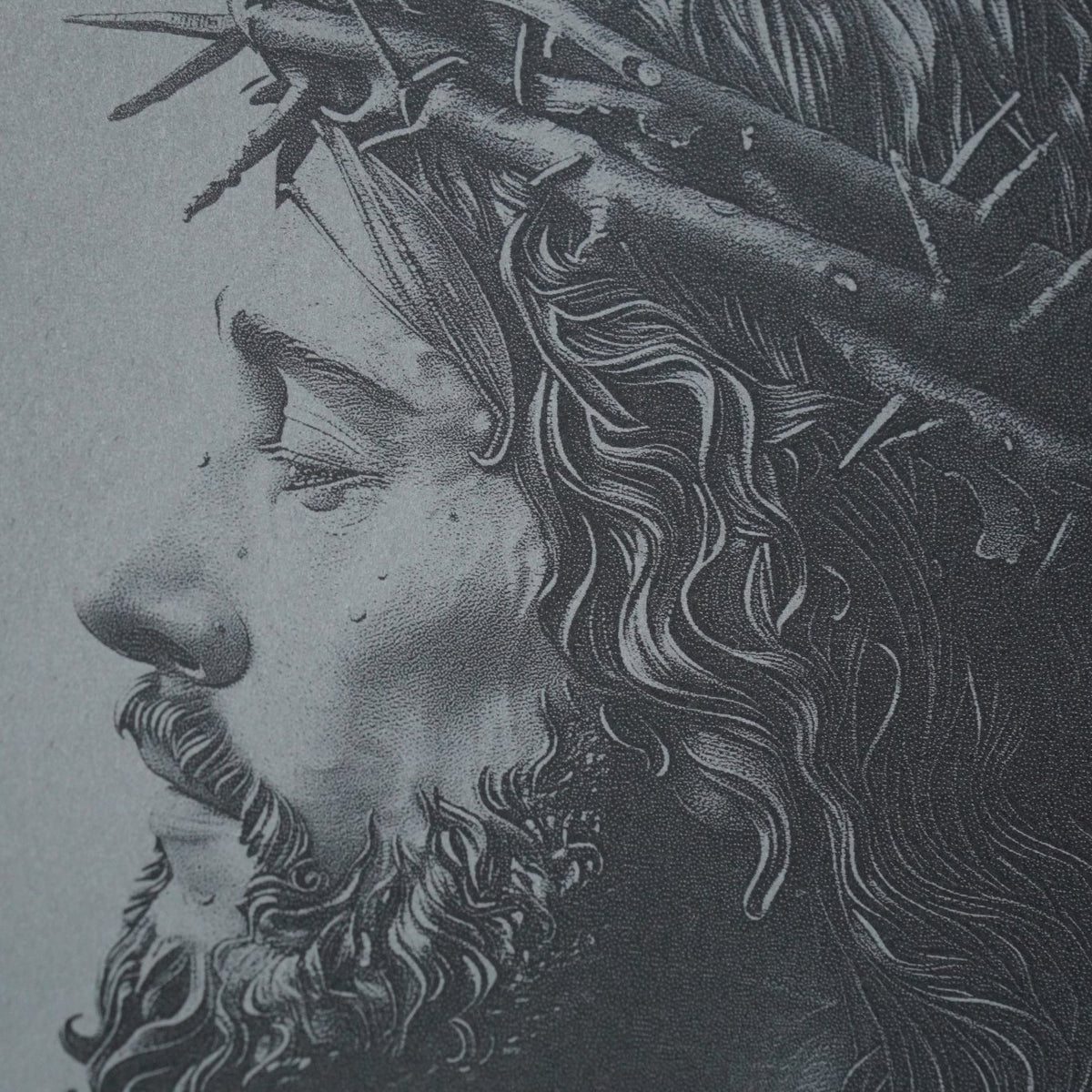 Schieferplatte Jesus Dornenkrone Seitenportrait - personalisierbar - RJC - Circle