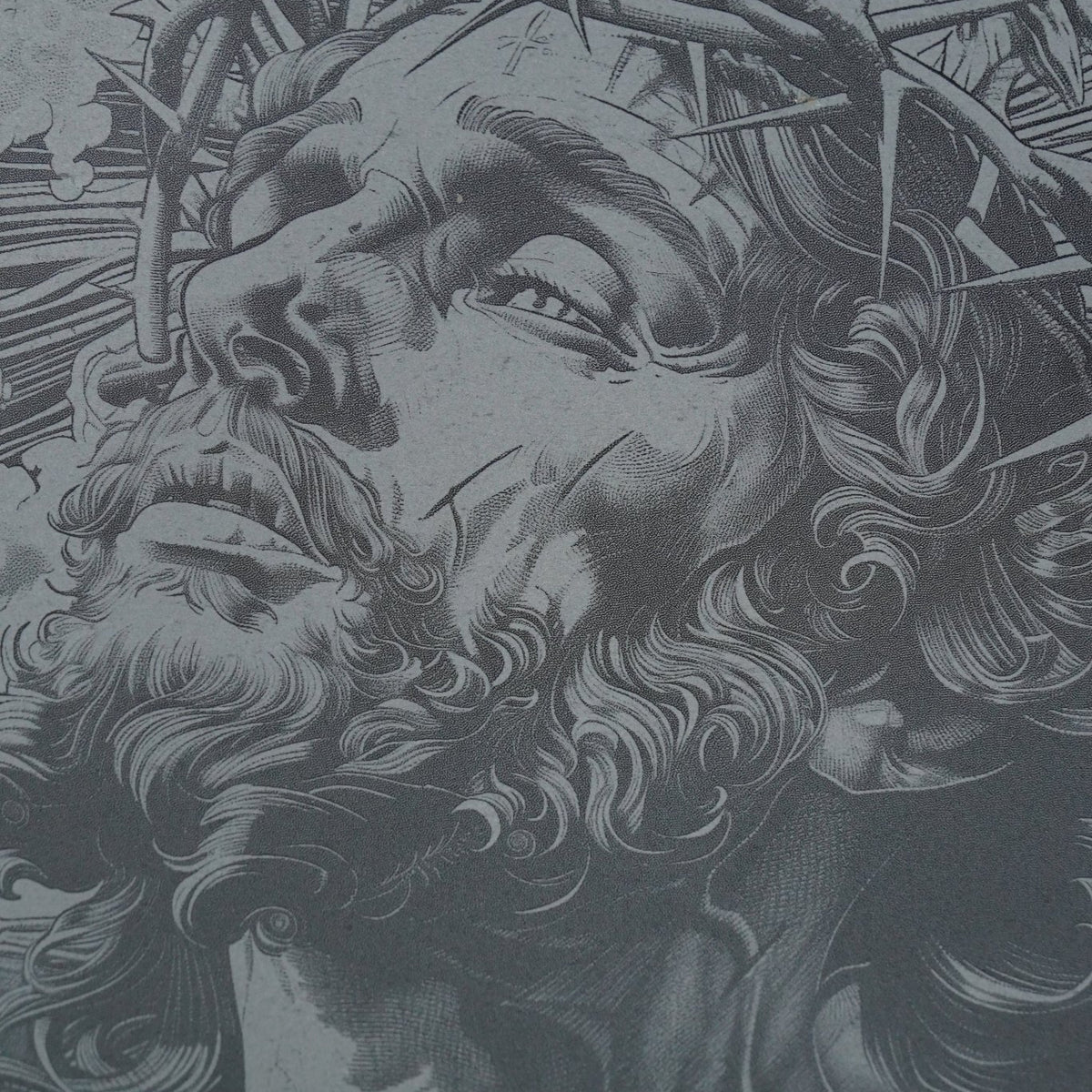 Schieferplatte Jesus mit Dornenkrone - personalisierbar - RJC - Circle