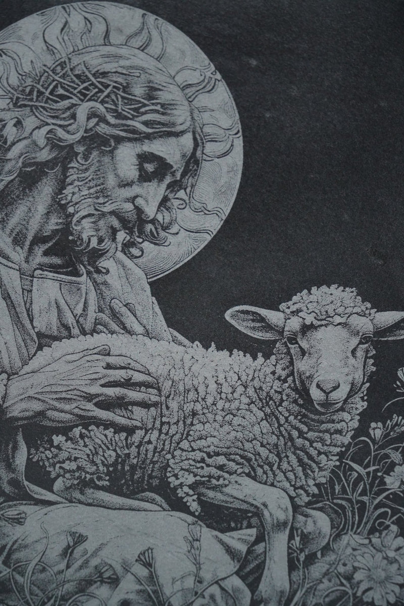 Schieferplatte Jesus mit Lamm - personalisierbar - RJC - Circle