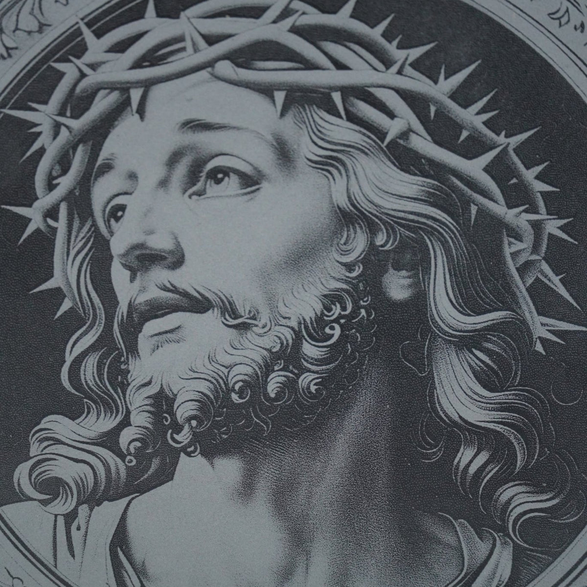 Schieferplatte Jesusportrait - personalisierbar - RJC - Circle