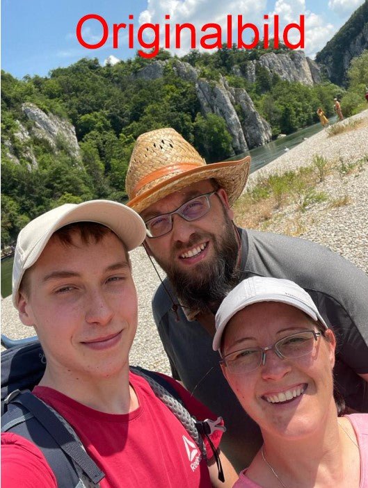 Schieferplatte mit Fotogravur & Holz–Natur trifft Erinnerung und Glück - RJC - Circle