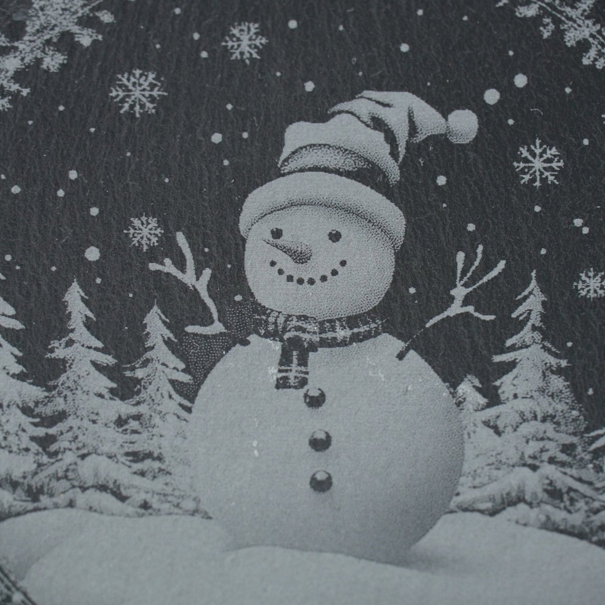 Schieferplatte "Schneemann mit Tannen" - RJC - Circle