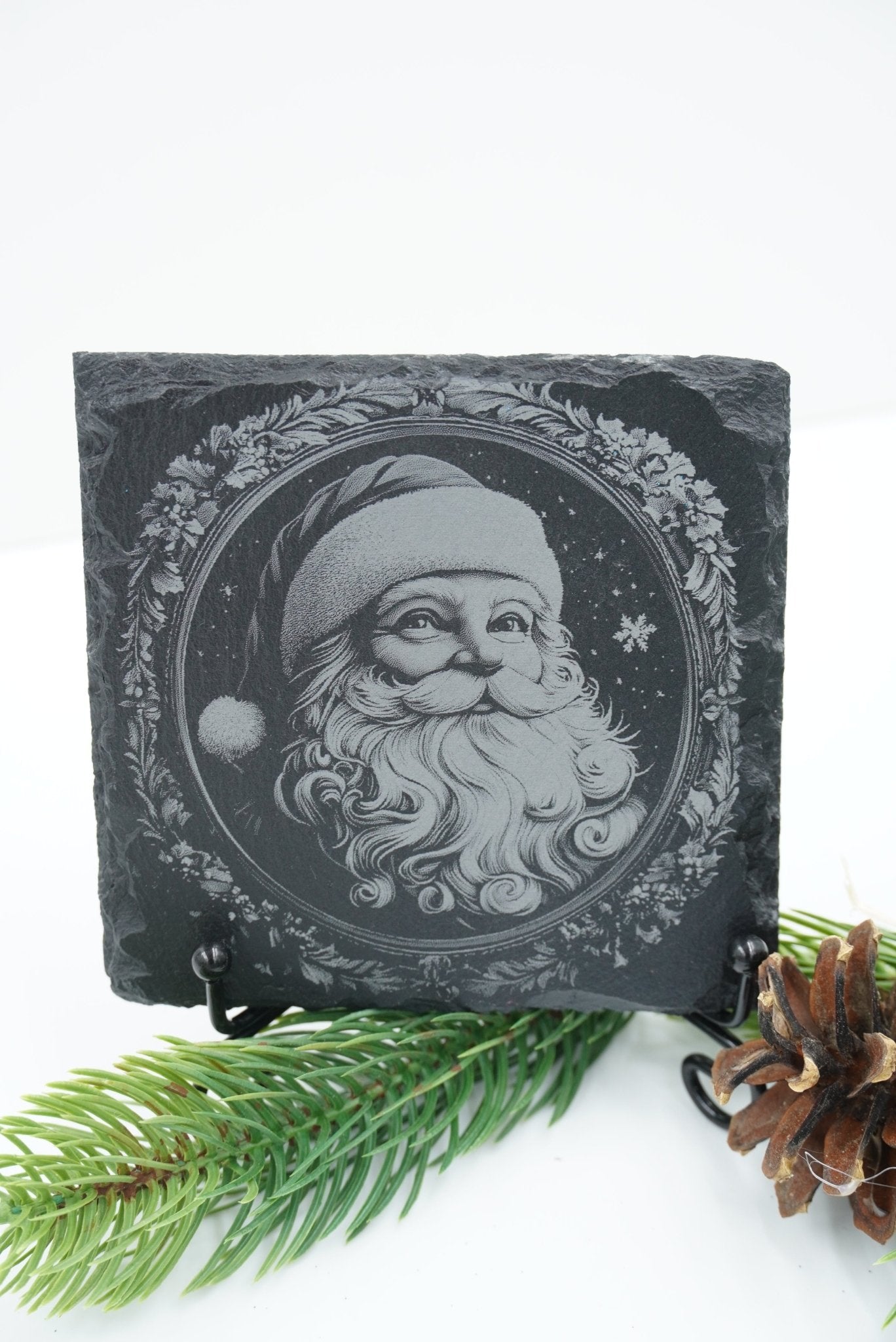 Schieferplatte "Weihnachtsmann mit Kreisornament" - RJC - Circle