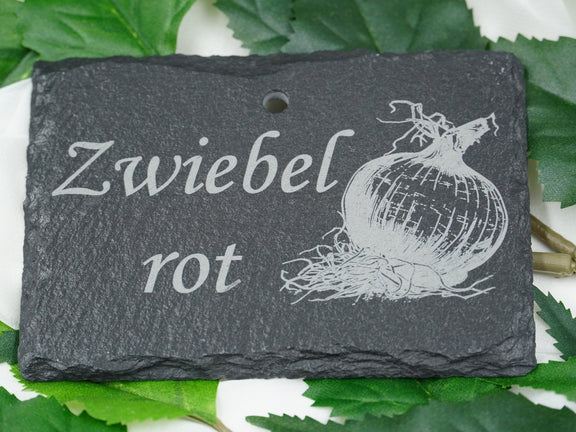 Schieferschild für Gemüse und mehr – Laser graviert & wetterfest - RJC-Circle