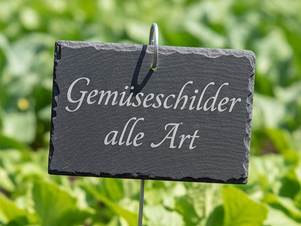 Schieferschild für Gemüse und mehr – Laser graviert & wetterfest - RJC-Circle
