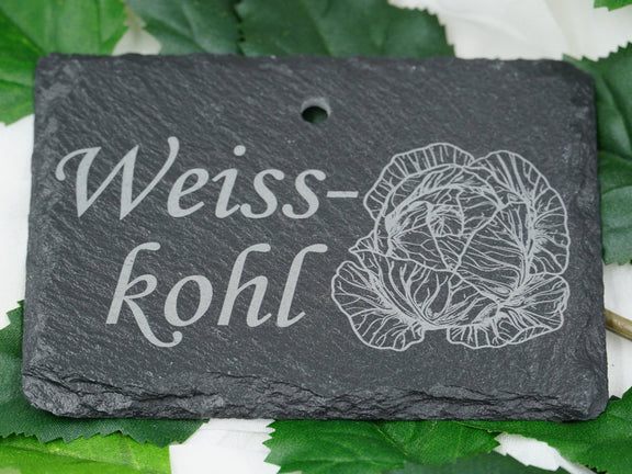Schieferschild für Gemüse und mehr – Laser graviert & wetterfest - RJC-Circle