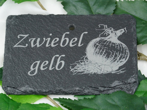 Schieferschild für Gemüse und mehr – Laser graviert & wetterfest - RJC-Circle