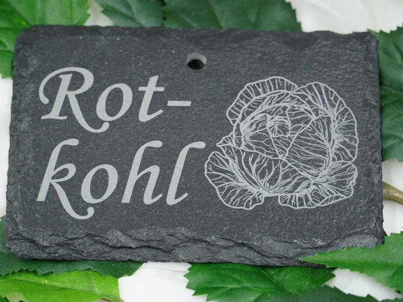 Schieferschild für Gemüse und mehr – Laser graviert & wetterfest - RJC-Circle