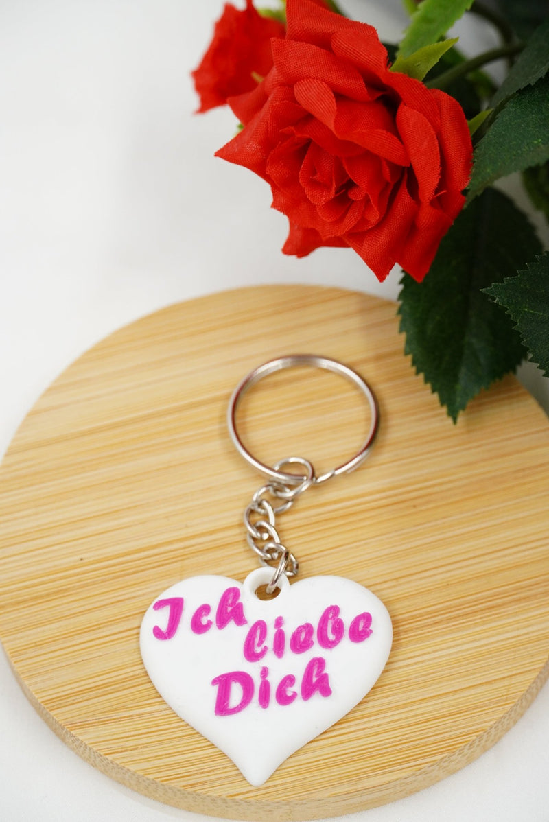Schlüsselanhänger Herz mit Schriftzug, 3D - Druck - RJC - Circle