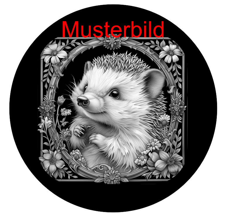 Tier Untersetzer "Igel auf Blumenbett" - personalisierbar - RJC - Circle