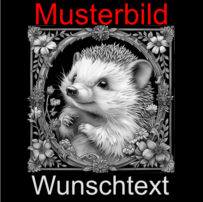 Tier Untersetzer "Igel auf Blumenbett" - personalisierbar - RJC - Circle