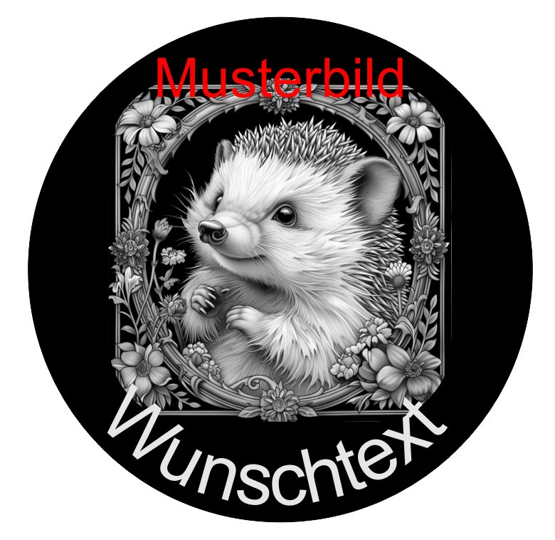 Tier Untersetzer "Igel auf Blumenbett" - personalisierbar - RJC - Circle