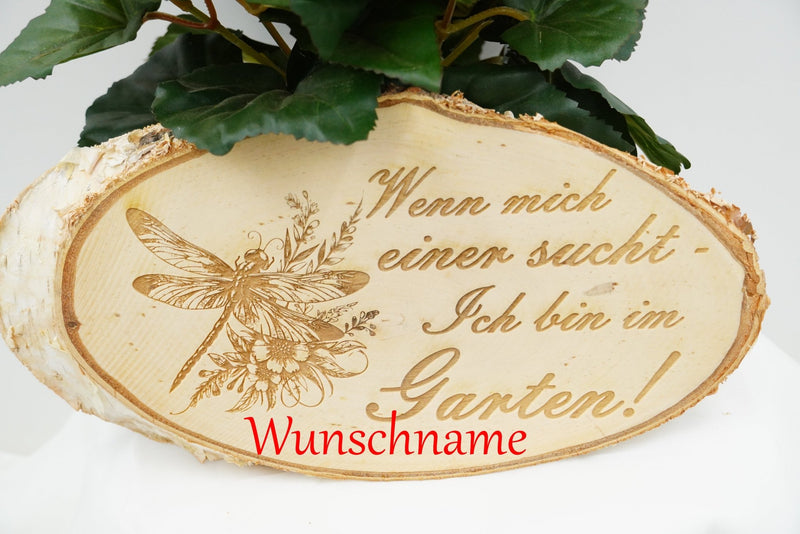 Tür - /Gartenschild Birke "Bin im Garten" - personalisierbar - RJC - Circle