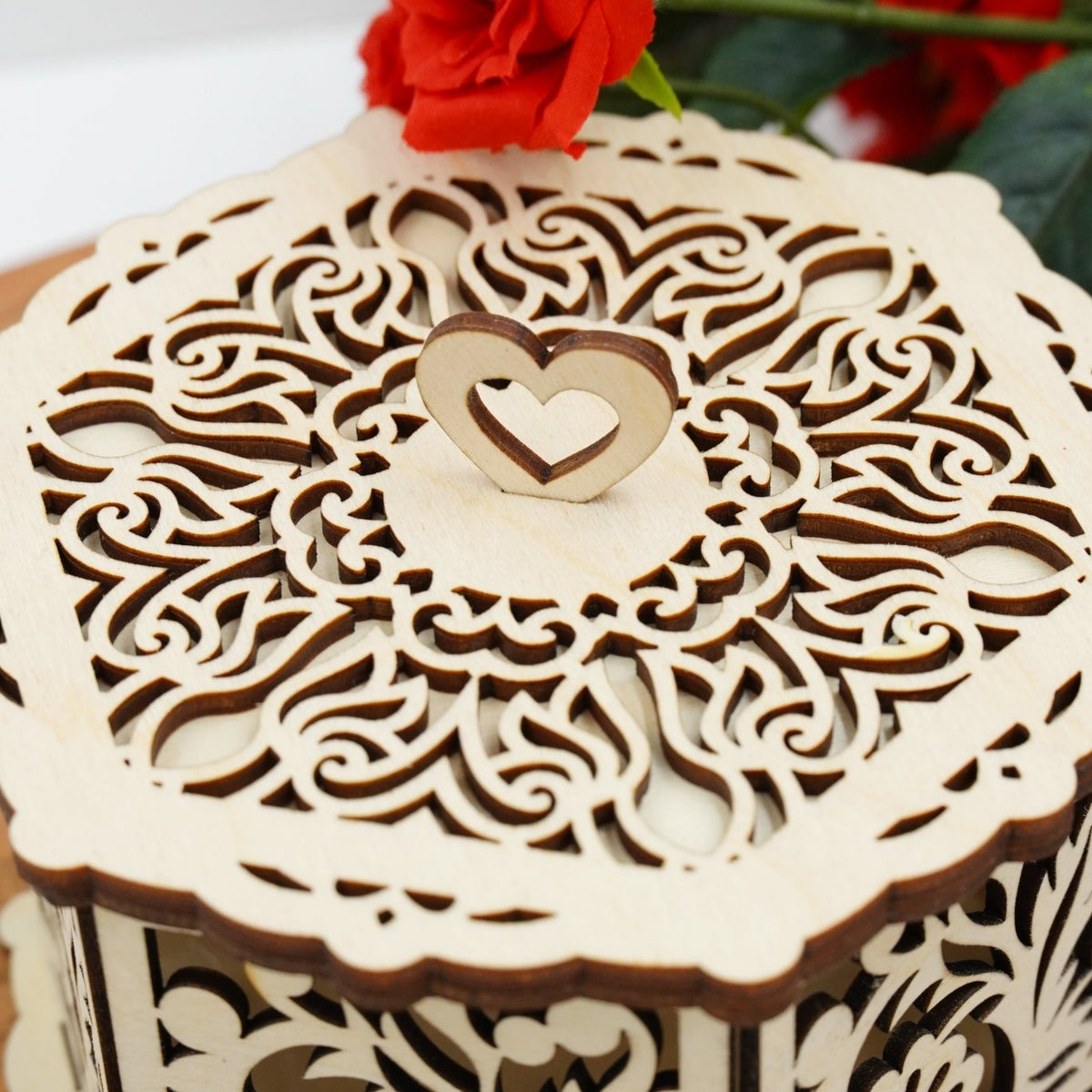 Valentin Geschenkbox sechseck Blumendesign - personalisierbar - RJC - Circle