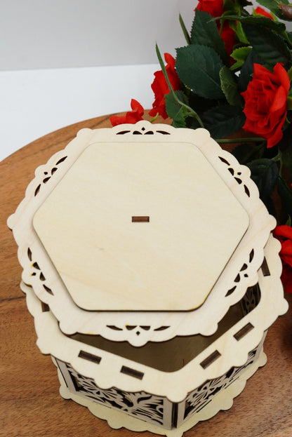 Valentin Geschenkbox sechseck Blumendesign - personalisierbar - RJC - Circle