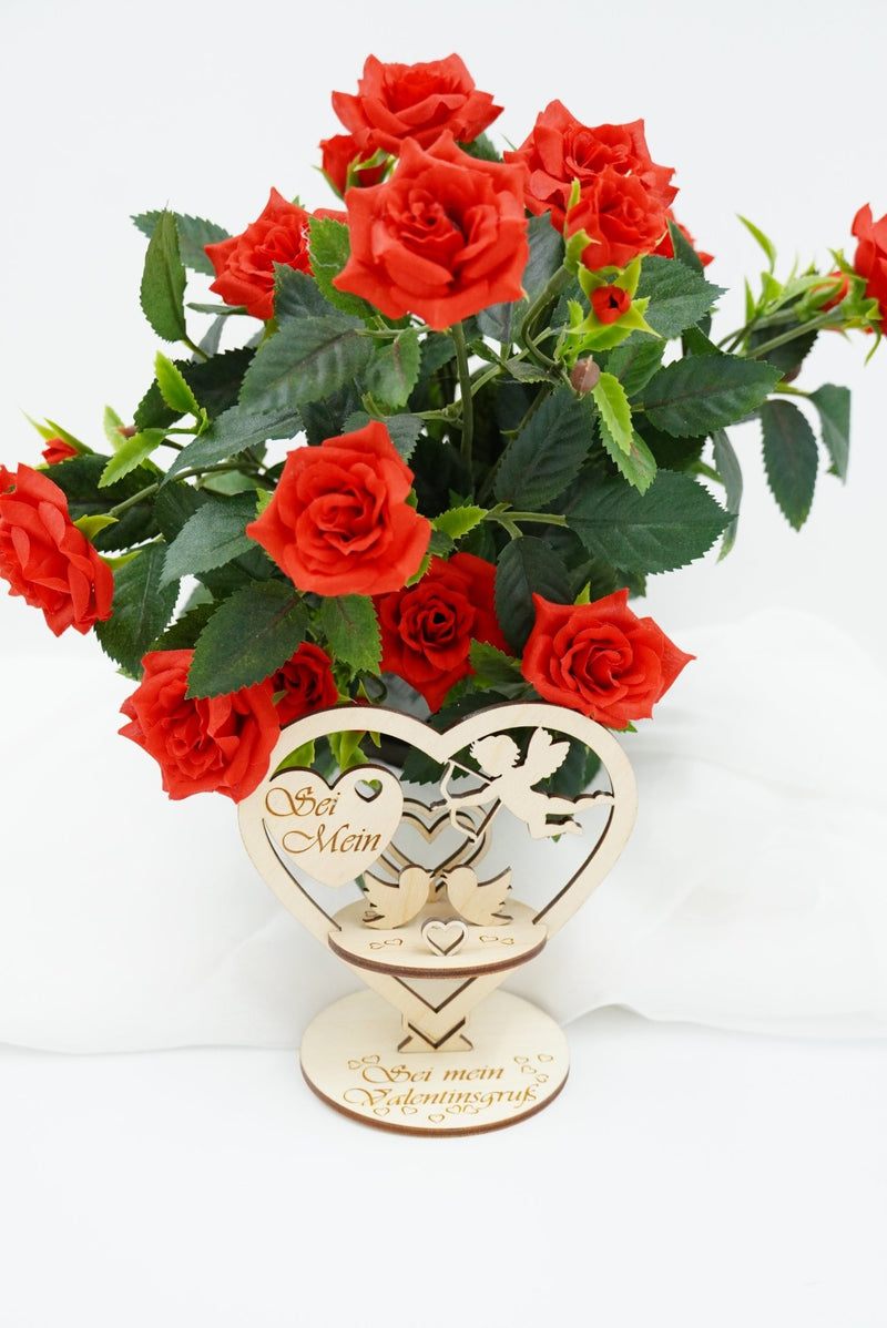 Valentin Aufsteller Herzform aus Birken-/Lindensperrholz mit Lasergravur, personalisierbar, gefertigt in Niederbayern