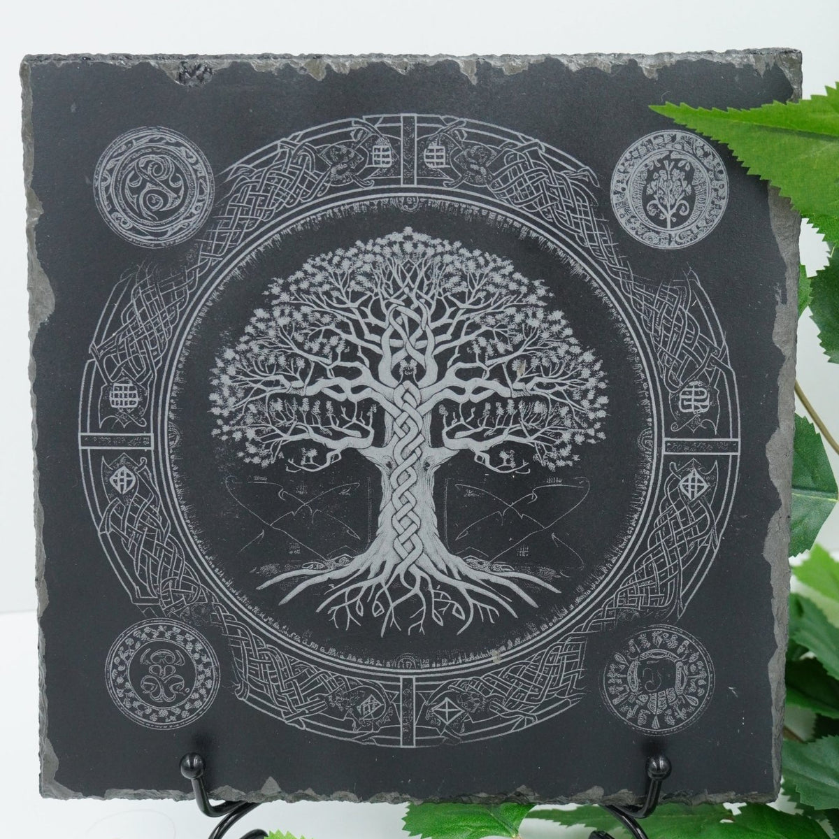 Vikings Untersetzer Yggdrasil mit gordischen Knotenornament - personalisierbar - RJC - Circle