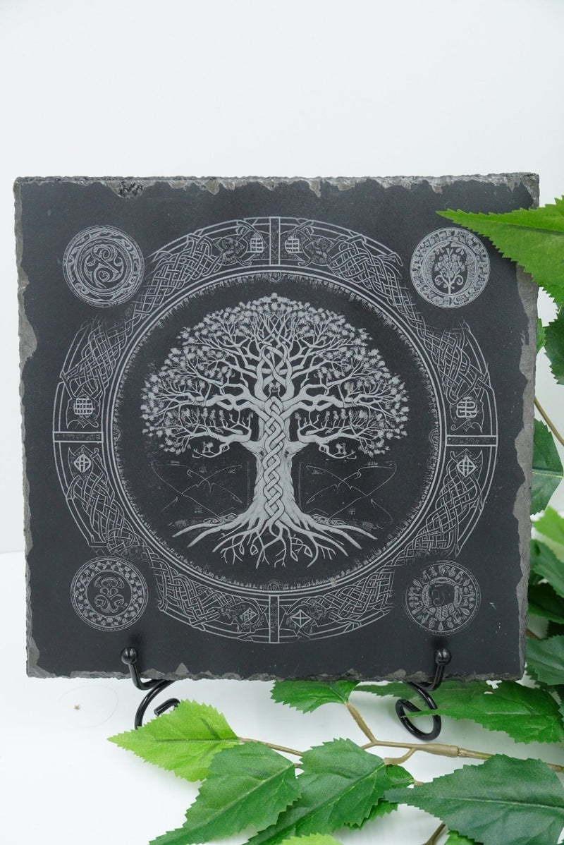 Vikings Untersetzer Yggdrasil mit gordischen Knotenornament - personalisierbar - RJC - Circle