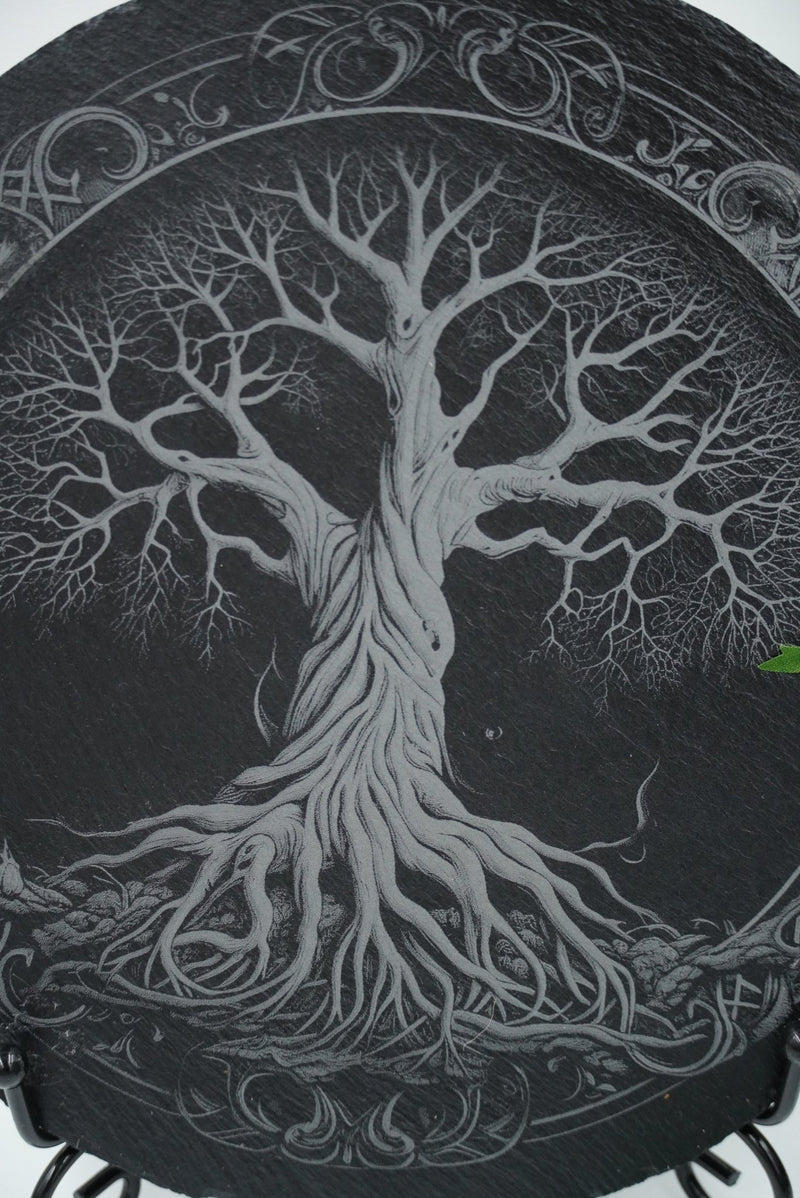 Vikings Untersetzer Yggdrasil mit Ornamente - personalisierbar - RJC - Circle